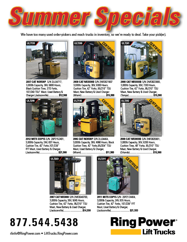 Take Your Pick of Order Pickers with Ring Power Lift Truck's Summer Specials