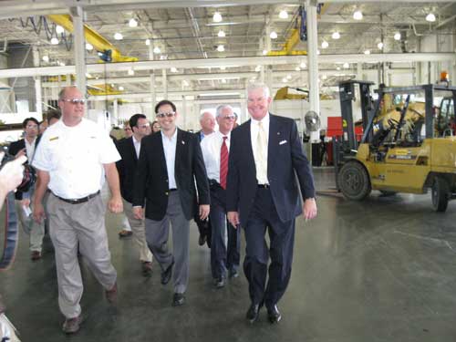 Marco Rubio tours Ring Power facility in St. Augustine with Randy Ringhaver, Chris Tomkinson and Tim Maguire