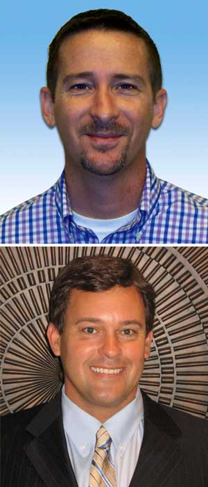 construction equipment sales managers: Jerry Burford (top) and Brian Cholmondeley