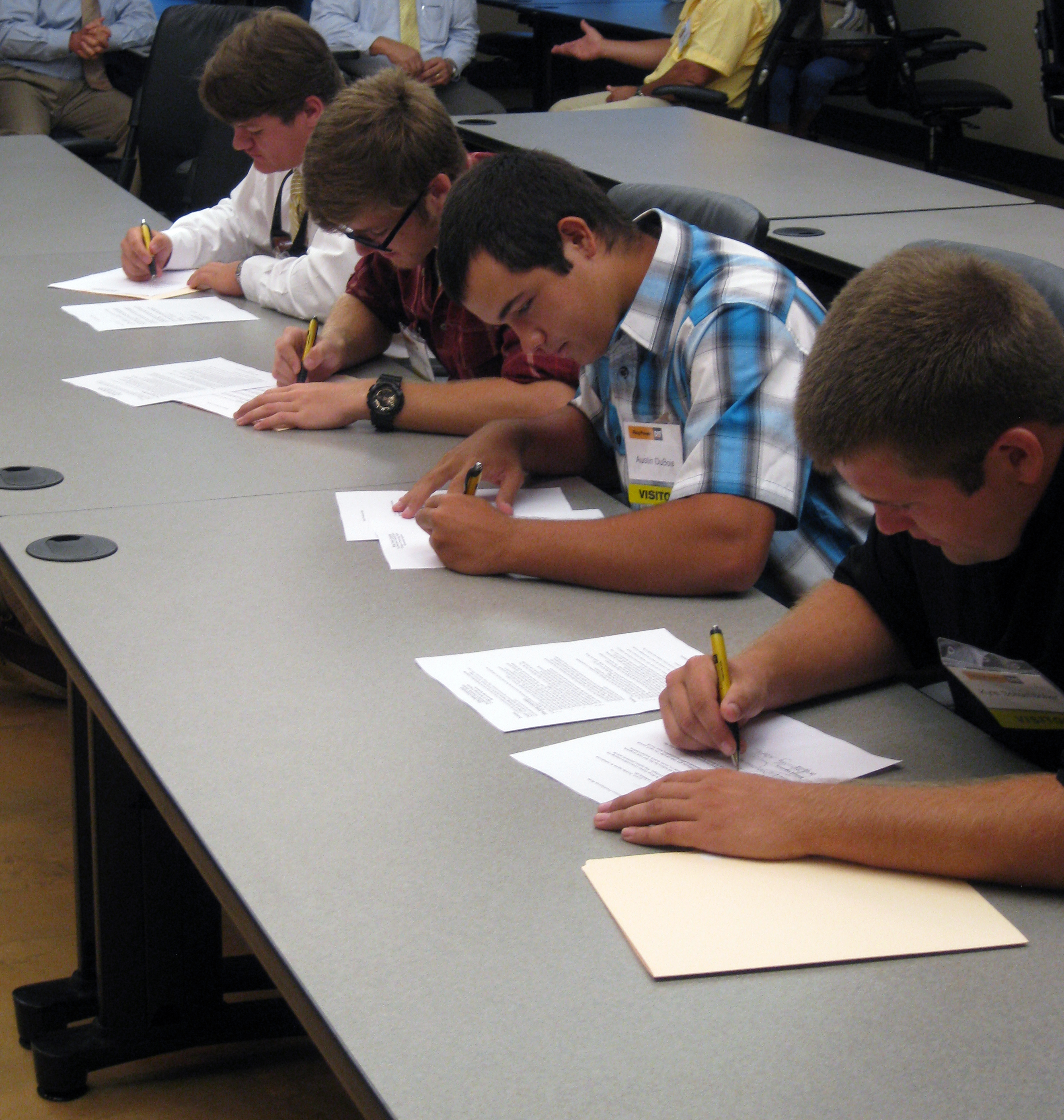 Left to right: Thomas 'Cody' Mitchko,Patrick Fortunato, Austin DuBois and Kyle Schumacher. Cameron Lankford (pictured separately) was unable to attend the signing.