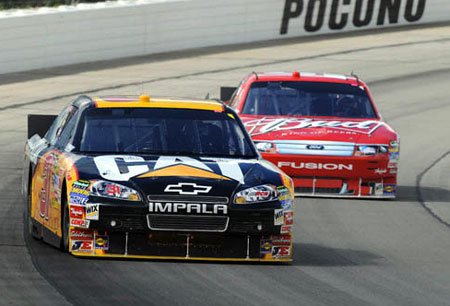 cat racing team at
pocono speedway